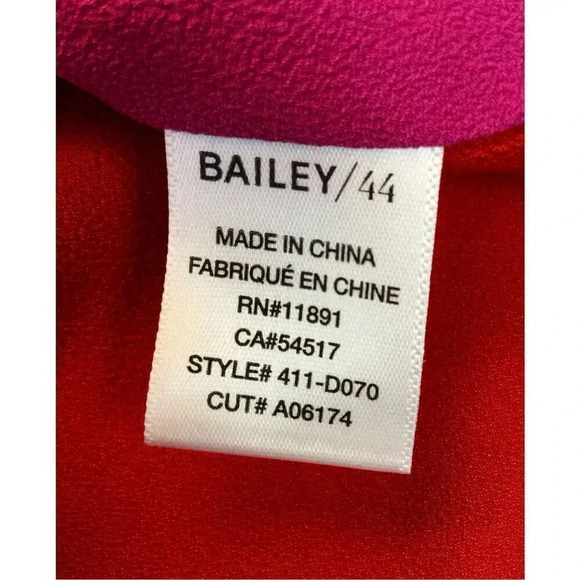 Bailey 44 Womens Hot Pink Red Colorblock V-Neck Nina Tie Wrap Top Blouse Medium - Picture 8 of 11